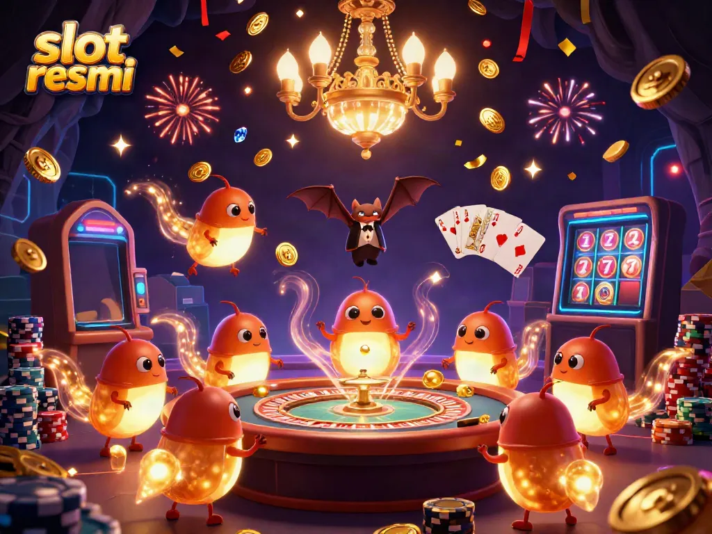 Experience the vibrant thrill of slot resmi with a glowworm casino scene showcasing dynamic gaming elements.